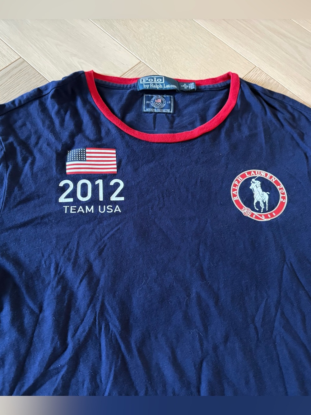 Polo Ralph Lauren Shirt Blue 2012 Team USA Olympics Great Britain Mens LARGE